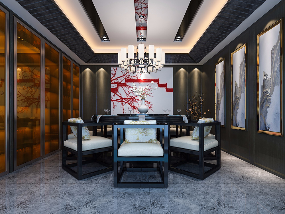 东方神韵新中式别墅装修效果图-顺德碧桂园豪园别墅310平米-别墅餐厅 东方神韵新中式别墅装修效果图-顺德碧桂园豪园别墅310平米-别墅餐厅