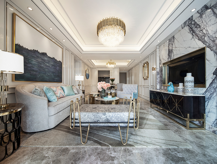 装修案例美式轻奢风格室内装修效果图-客厅 装修案例美式轻奢风格室内装修效果图-客厅