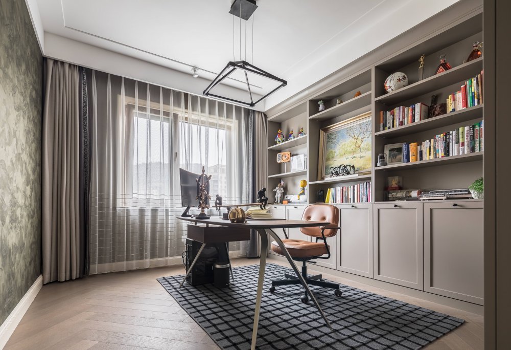 摩登复古风格室内家装案例效果图-书房 摩登复古风格室内家装案例效果图-书房