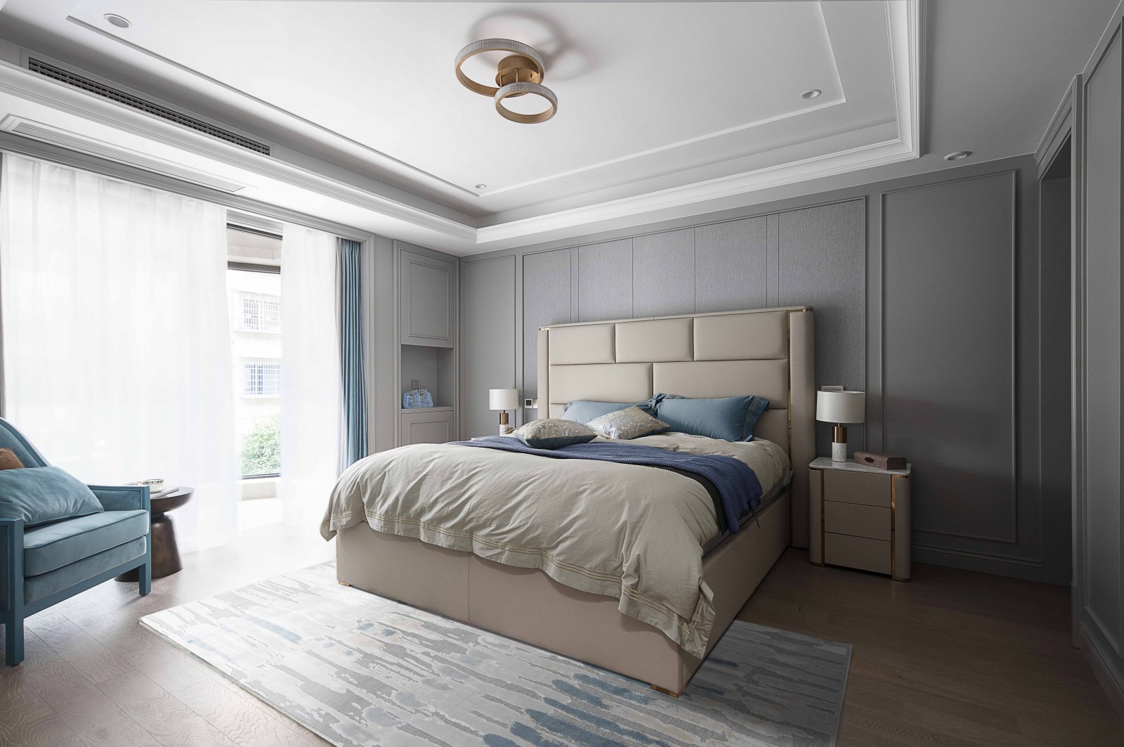 装修案例现代轻奢风格室内装修效果图-主卧 装修案例现代轻奢风格室内装修效果图-主卧