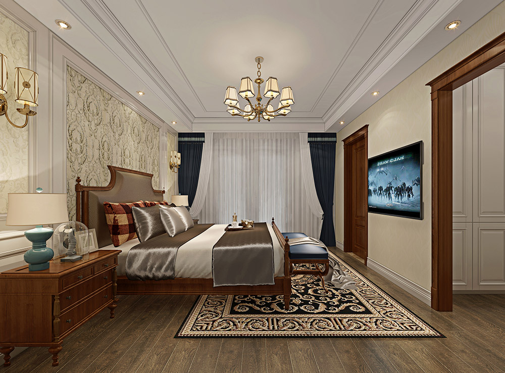 包头小白河别墅320平米简美风格装修案例-主卧 包头小白河别墅320平米简美风格装修案例-主卧