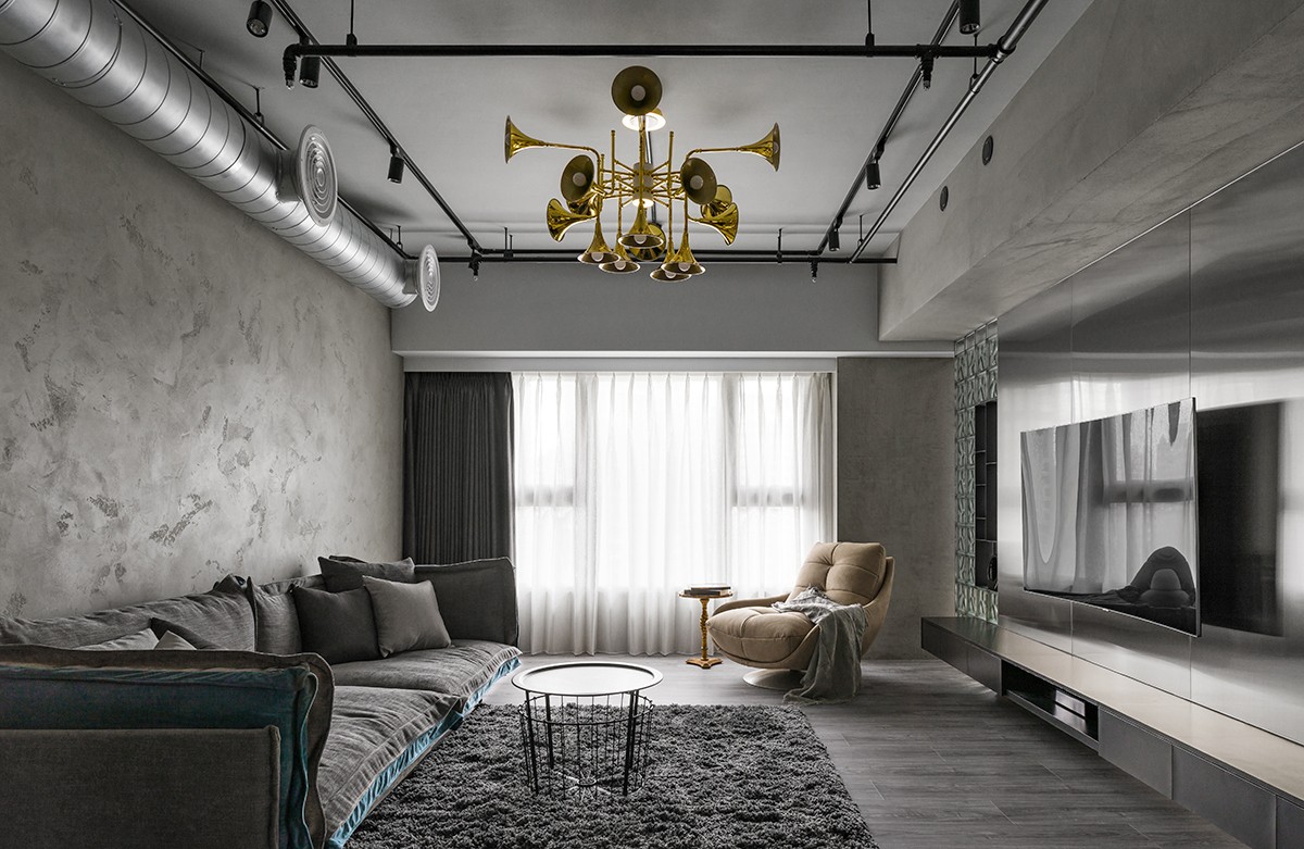 工业风风格家装设计室内装修效果图-客厅 工业风风格家装设计室内装修效果图-客厅