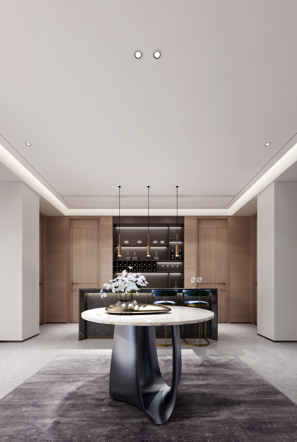 新中式风格别墅家装案例效果图-酒柜吧台 新中式风格别墅家装案例效果图-酒柜吧台