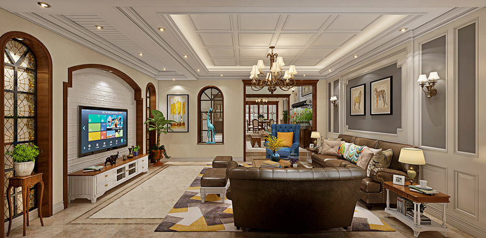 包头小白河别墅320平米简美风格装修案例-客厅 包头小白河别墅320平米简美风格装修案例-客厅