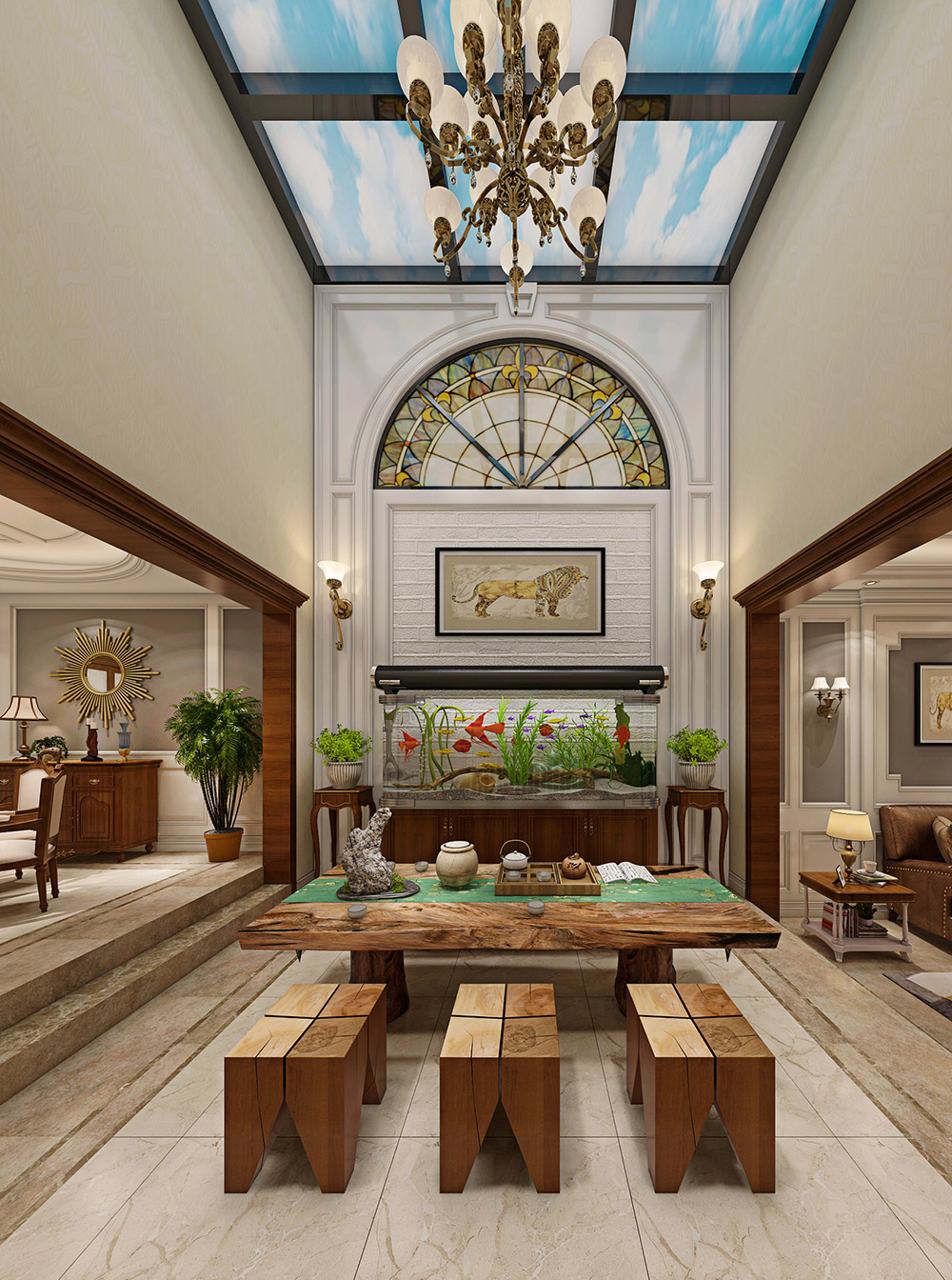 包头小白河别墅320平米简美风格装修案例-会客室 包头小白河别墅320平米简美风格装修案例-会客室