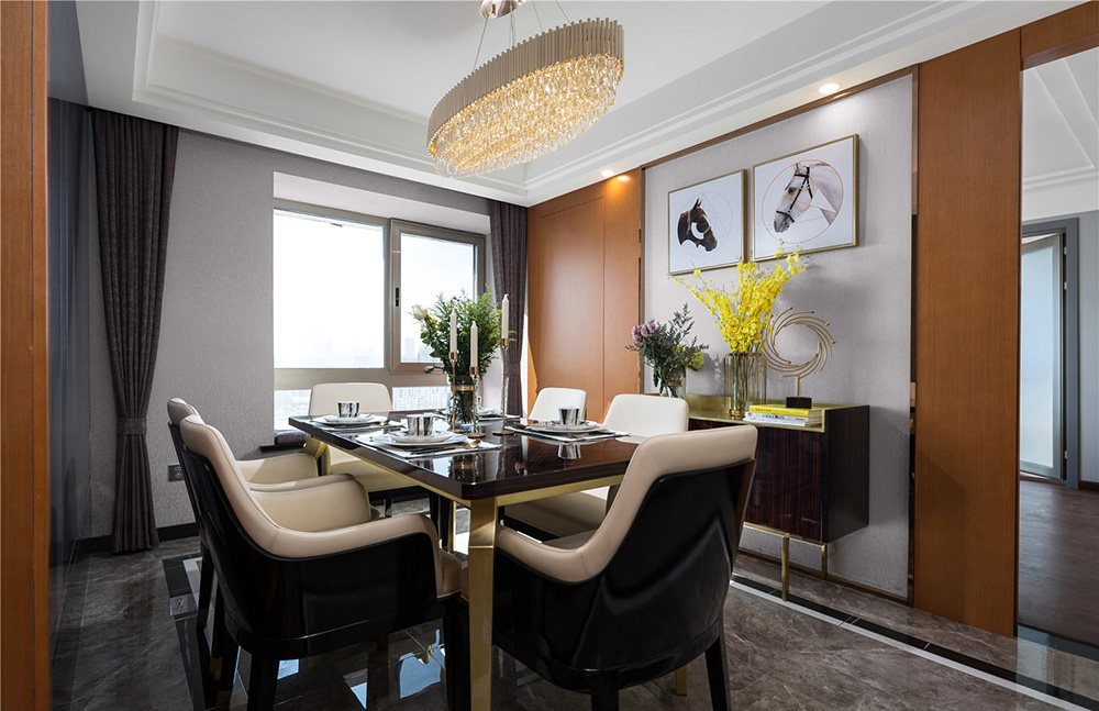 国悦九曲湾三居160平米轻奢风格室内装修案例-餐厅 国悦九曲湾三居160平米轻奢风格室内装修案例-餐厅