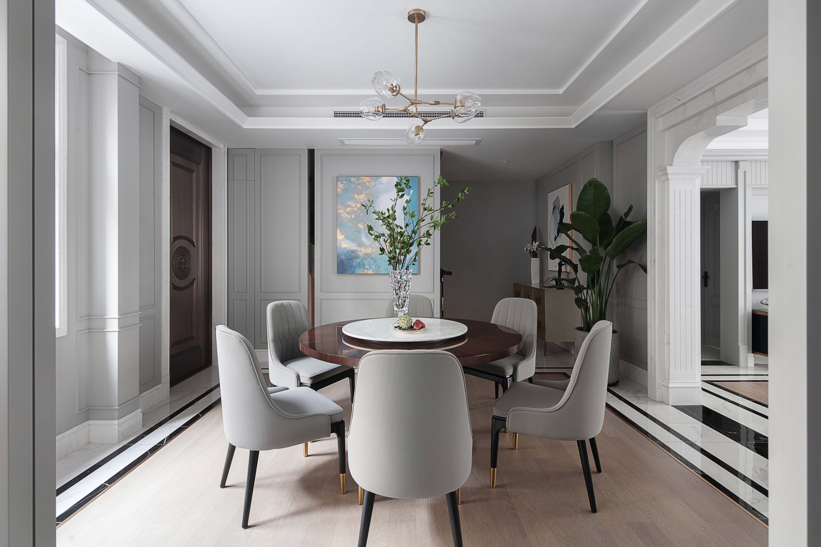 装修案例现代轻奢风格室内装修效果图-餐厅 装修案例现代轻奢风格室内装修效果图-餐厅