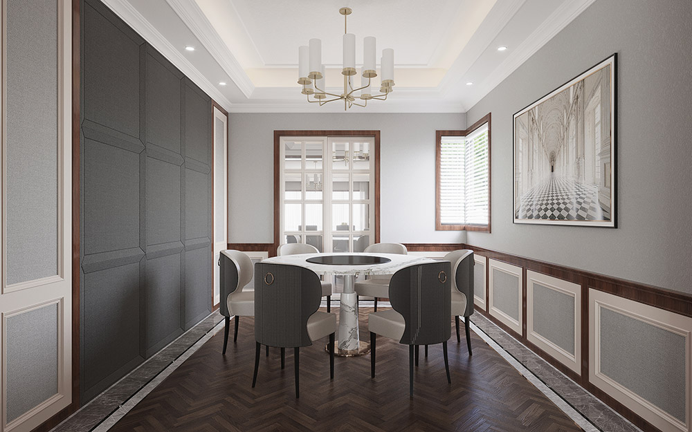 简美风格室内装修效果图-九溪墅四居140平米-餐厅 简美风格室内装修效果图-九溪墅四居140平米-餐厅